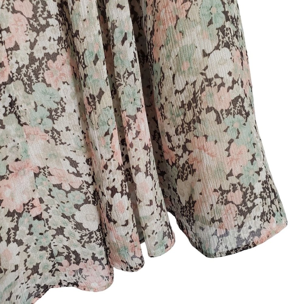 JNY Collection Size 12 Skirt Floral Crinkle 100% Silk Flowing Full Hem Midi - Picture 10 of 11